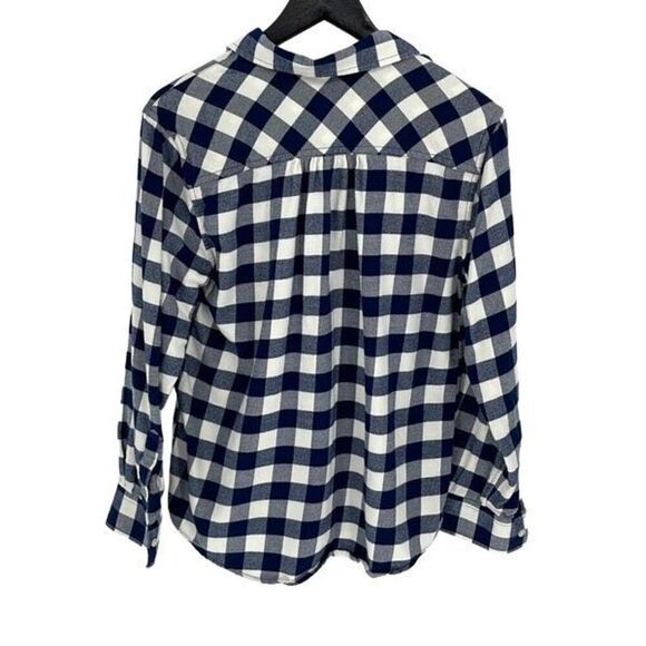 Land's End Womens Gingham‎ Long Sleeve Flannel Button Up Shirt Blue Size Small - Picture 3 of 8